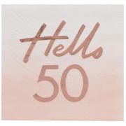 Hello 50 Rose Gold Napkins 16pk