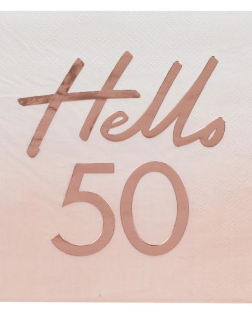 Hello 50 Rose Gold Napkins 16pk