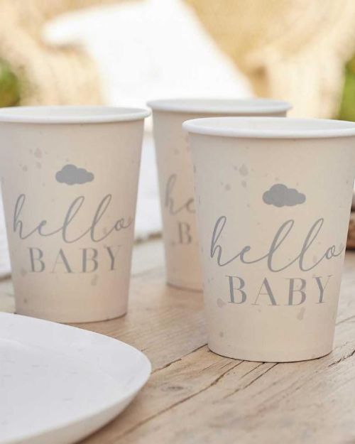 Hello Baby Neutral Baby Shower Cups 8pk
