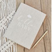 Hello Baby Linen Baby Journal Book