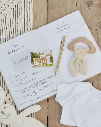 Hello Baby Linen Baby Journal Book