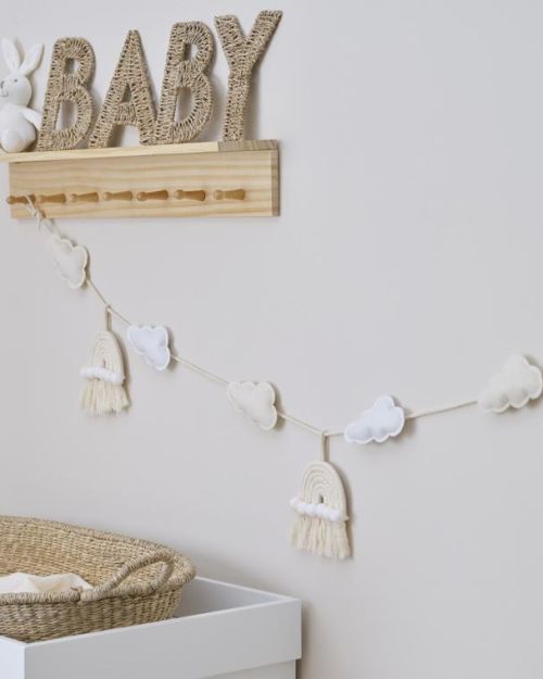 Hello Baby Macrame Rainbow & Clouds Bunting