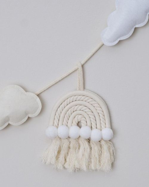 Hello Baby Macrame Rainbow & Clouds Bunting