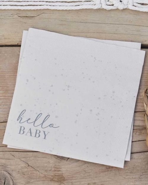 Hello Baby Neutral Baby Shower Napkins 16pk