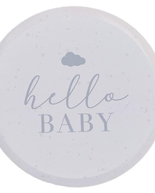 Hello Baby Neutral Baby Shower Plates 8pk