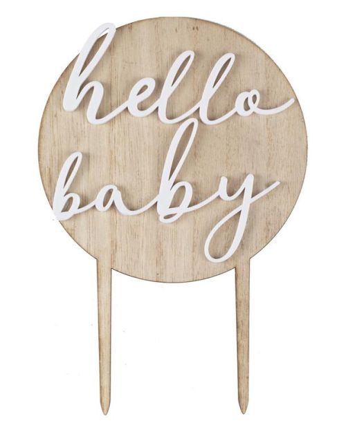 Hello Baby Wood & Acrylic Cake Topper