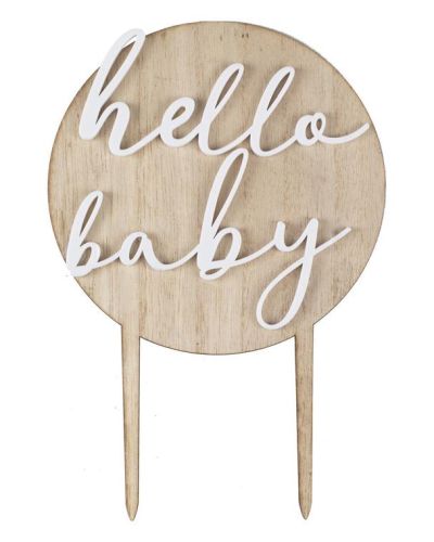 Hello Baby Wood & Acrylic Cake Topper