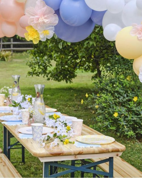 Hello Spring Pastel Balloon Arch with Flowers
