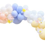 Hello Spring Pastel Balloon Arch with Flowers
