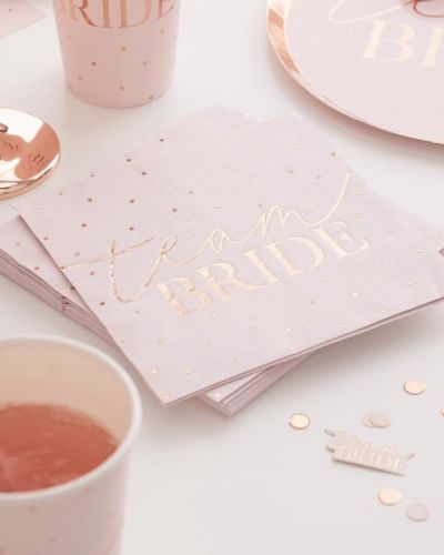 Hen Party Rose Gold Team Bride Napkins 16pk