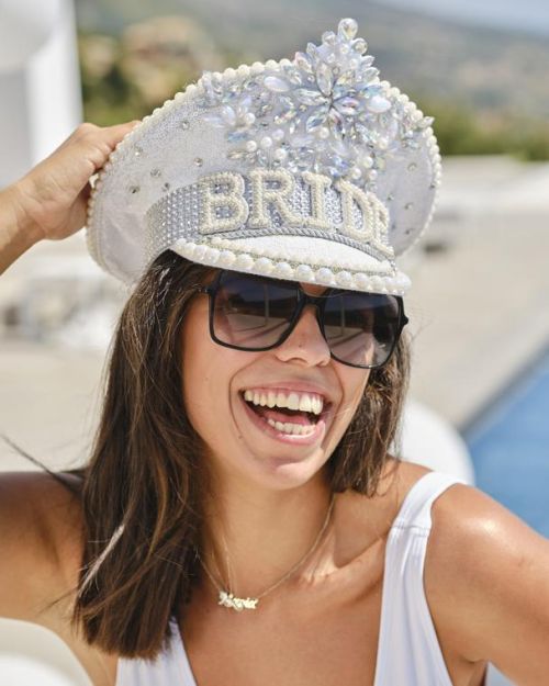 Hen Weekend Rhinestone & Pearl Bride Hat