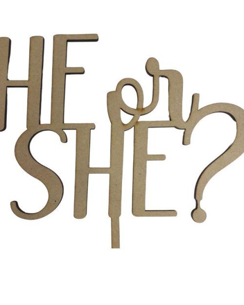 He or She Cake Topper – Wood