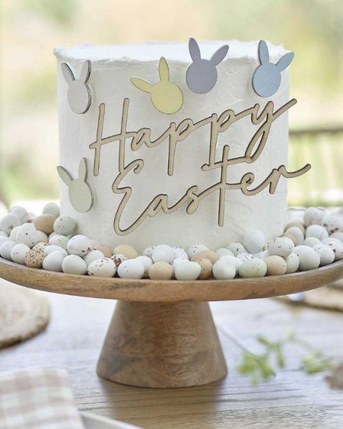 Hop Hop Hooray Wooden Easter Cake Decorations