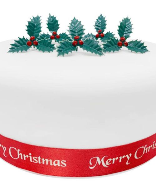 Holly & Berries Cake Decorations 5pk