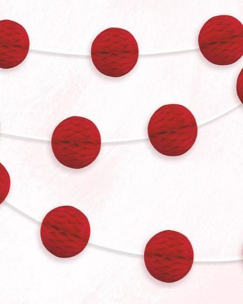 Honeycomb Ball Garland – Red