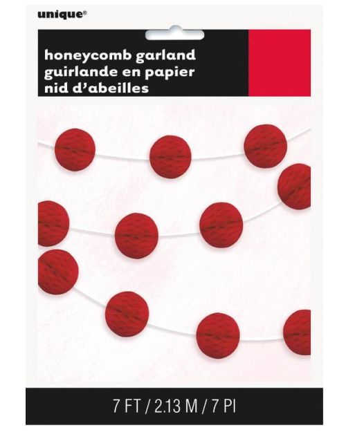 Honeycomb Ball Garland – Red