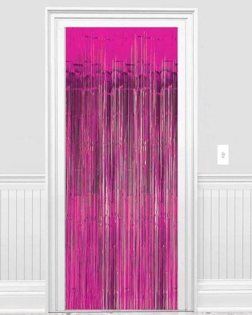 Hot Pink Foil Fringed Door Curtain