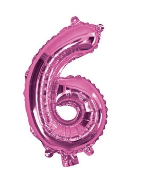 Mini Hot Pink Foil Balloon – Number 6