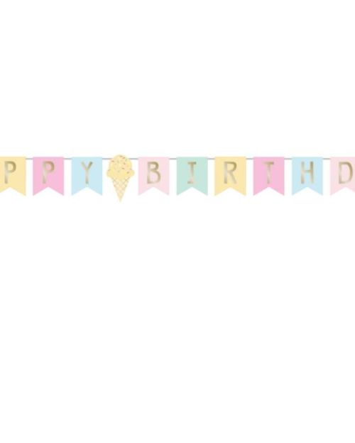 Ice Cream Party Happy Birthday Banner