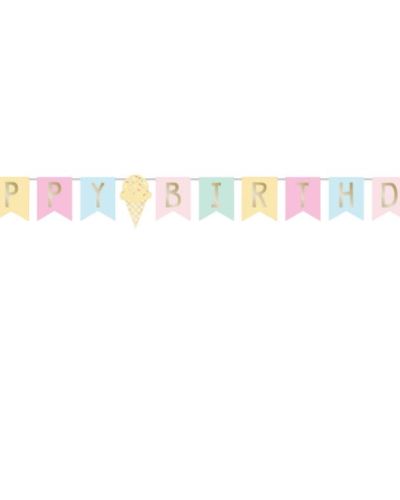 Ice Cream Party Happy Birthday Banner