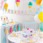 Ice Cream Party Happy Birthday Banner
