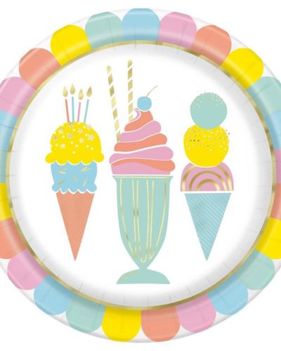 Ice Cream Party Plates 8pk