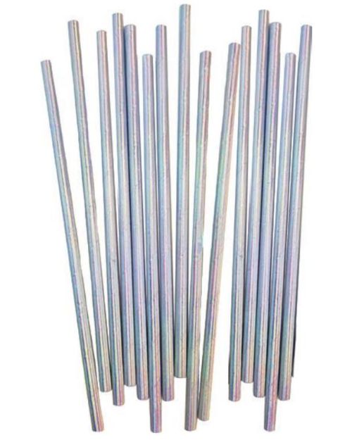 Paper Straws Silver Iridescent 20pk