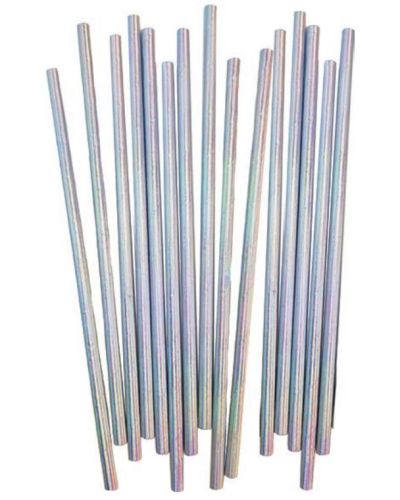 Paper Straws Silver Iridescent 20pk