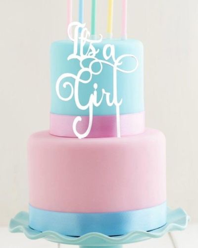 White Acrylic Cake Topper – It’s A Girl