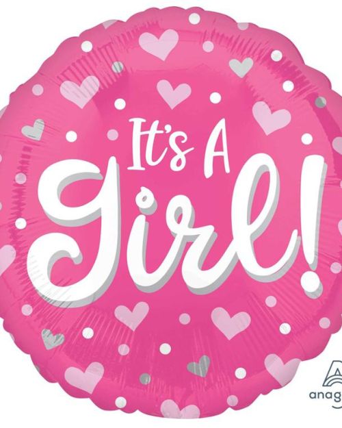 It’s A Girl Hearts Foil Balloon