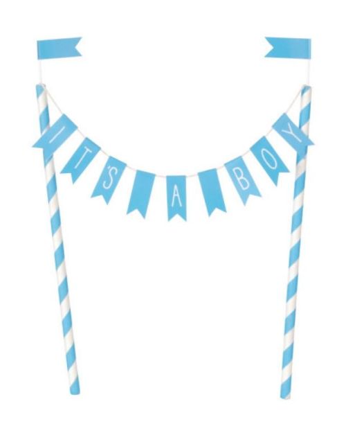 It’s A Boy Bunting Cake Topper
