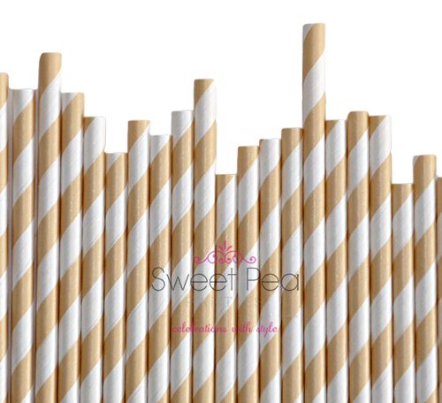 Paper Straws Ivory Stripes