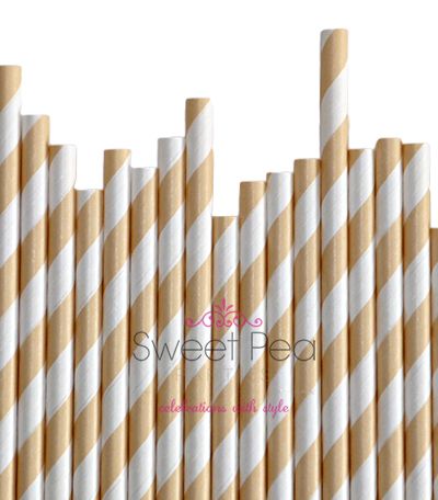 Paper Straws Ivory Stripes