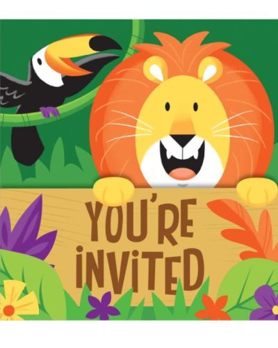 Jungle Safari Invitations 8pk