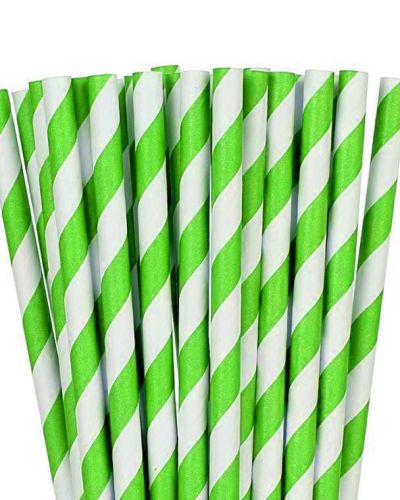 Paper Straws Kiwi Green Stripe 24pk