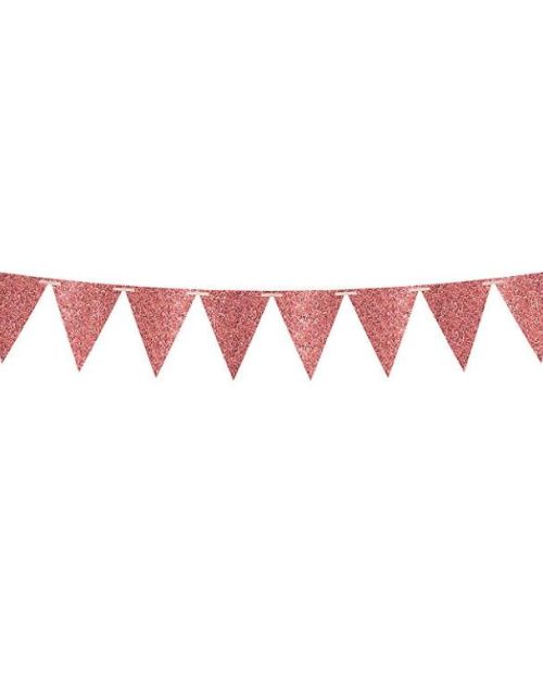 Large Glitter Pennant Banner – Rose Gold