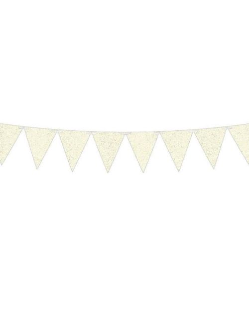 Large Glitter Pennant Banner – White