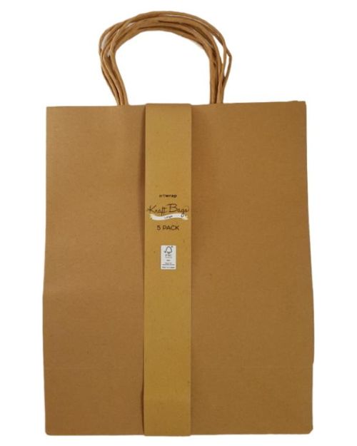 Kraft Gift Bags Large 5pk – Natural