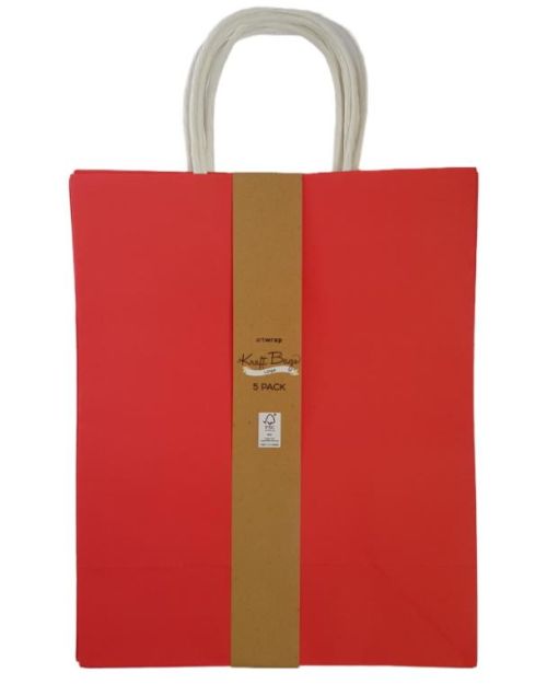Kraft Gift Bags Large 5pk – Red