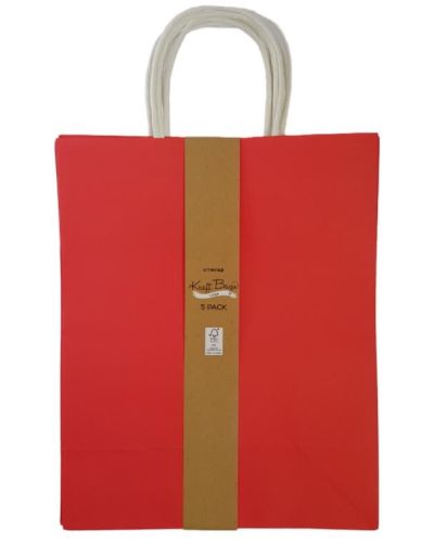 Kraft Gift Bags Large 5pk – Red