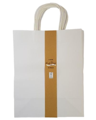 Kraft Gift Bags Large 5pk – White