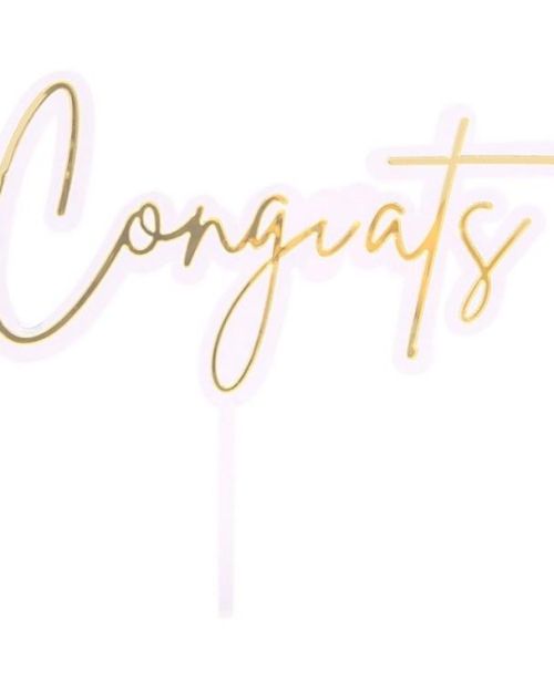 Congrats Layered Cake Topper – Gold/Clear