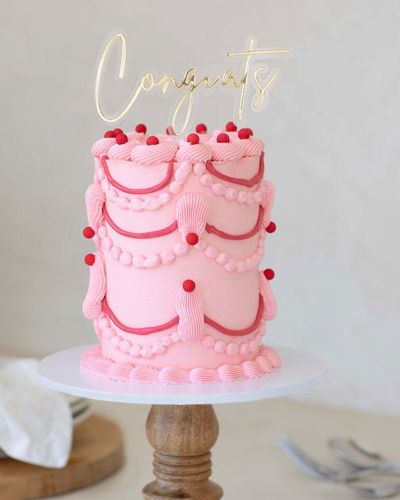 Congrats Layered Cake Topper – Gold/Clear