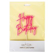 Happy Birthday Layered Cake Topper – Hot Pink / Opaque