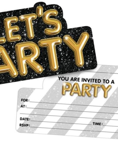 Let’s Party Gold Invitations 8pk