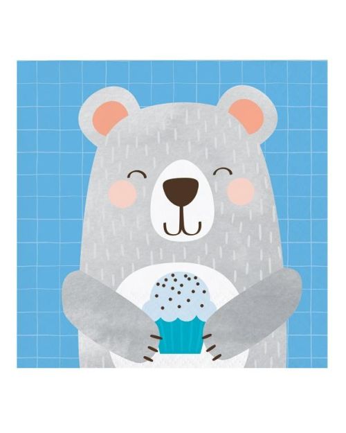 Lil Bear Cupcake Beverage Napkins 16pk