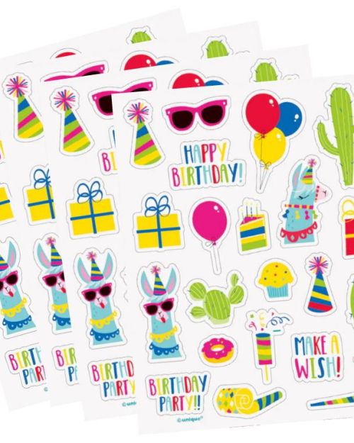 Llama Birthday Sticker Sheets 4pk