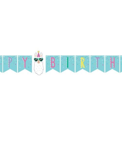 Llama Party Birthday Banner