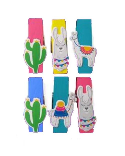 Llama & Cactus Pegs 6pk