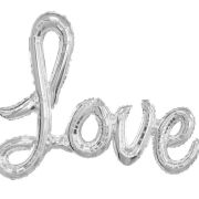 Love Script Foil Balloon – Silver